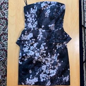 H&M floral strapless fitted dress.